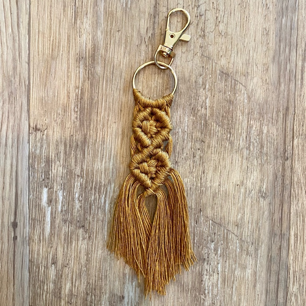 Mustard Brown Macrame Keychain